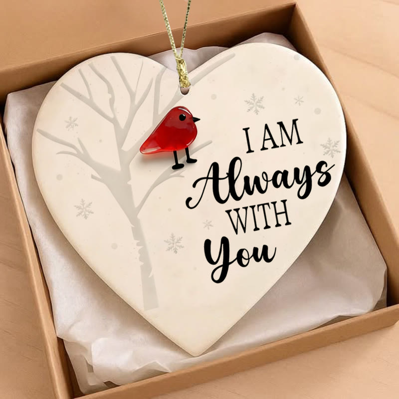 I Am Always With You Red Bird Memorial Sea Glass Hanging Ornament - image 3