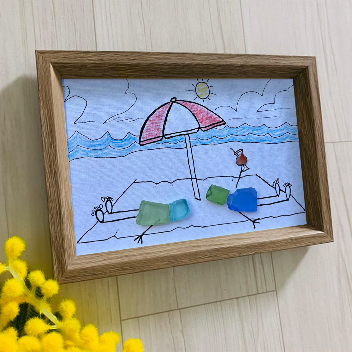 A Beach Day Joy Of Companionship Sea Glass Framed Art - image 4