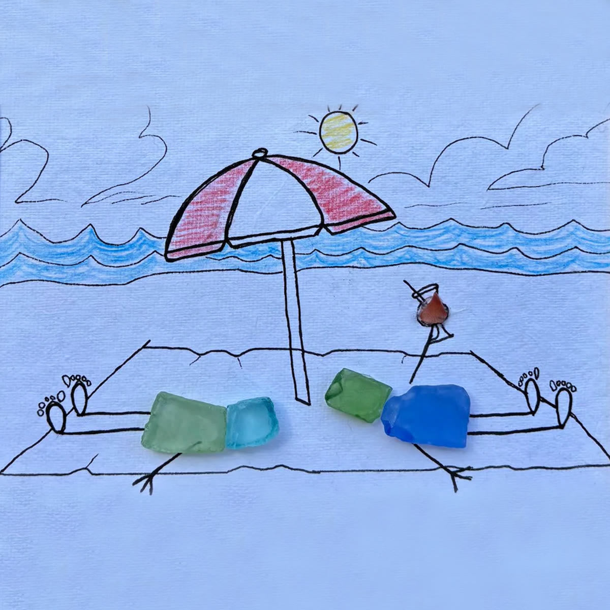 A Beach Day Joy Of Companionship Sea Glass Framed Art - image 2