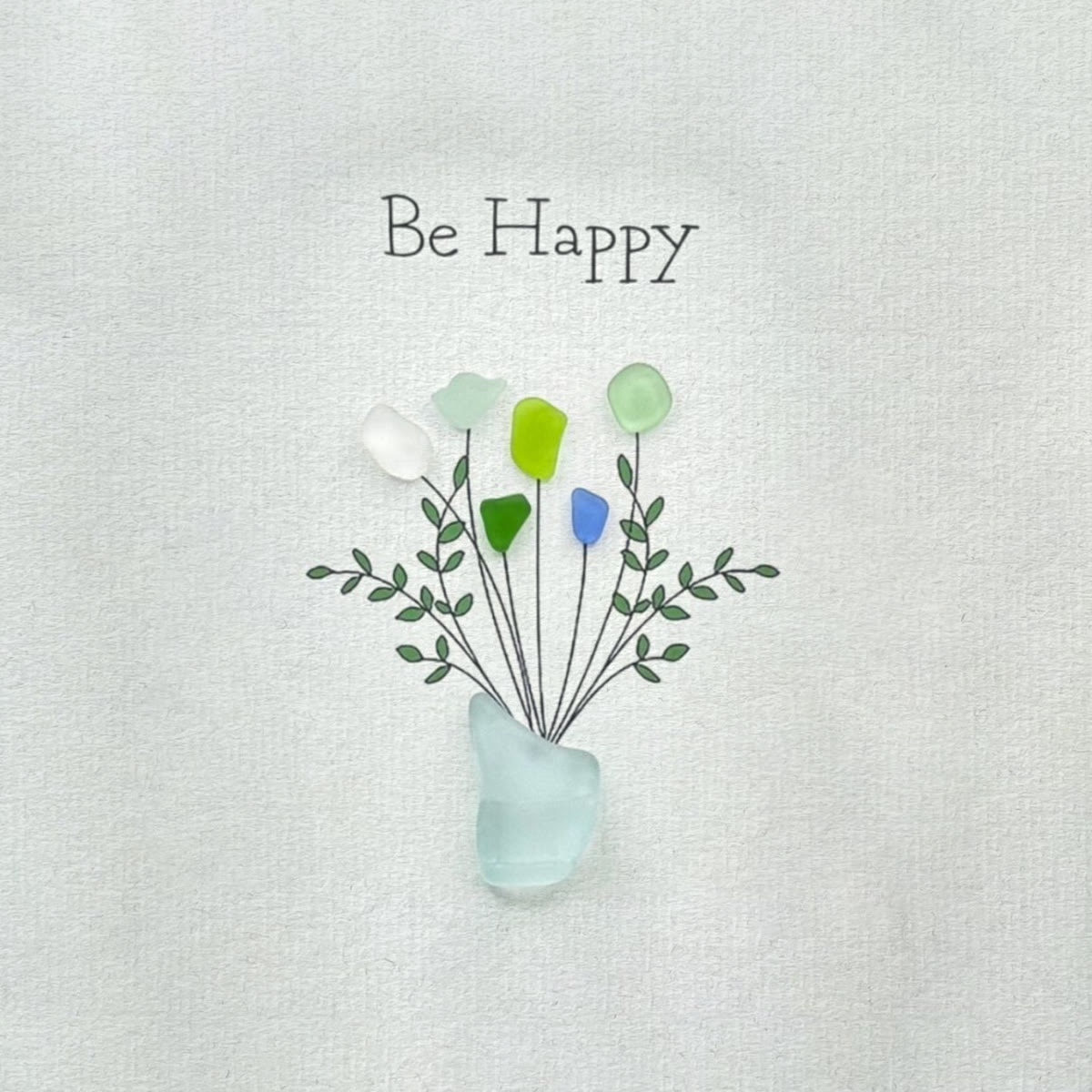 Be Happy Flower Bouquet Sea Glass Framed Art - image 7