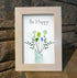 Be Happy Flower Bouquet Sea Glass Framed Art - image 0
