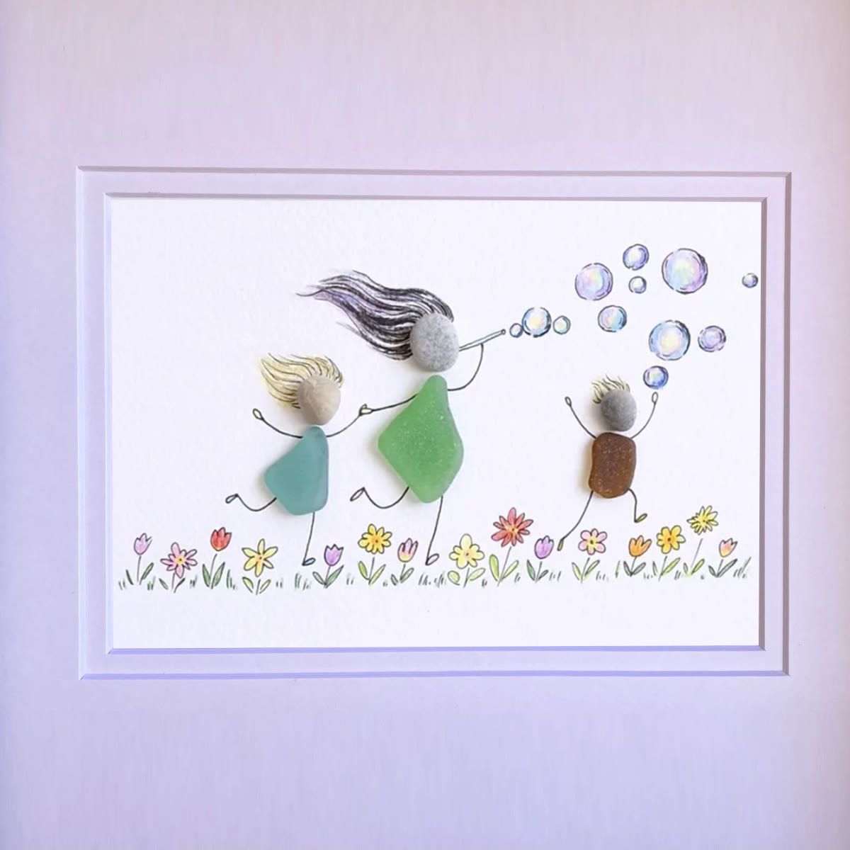 Chasing Bubbles Family Sea Glass Framed Art - image 6