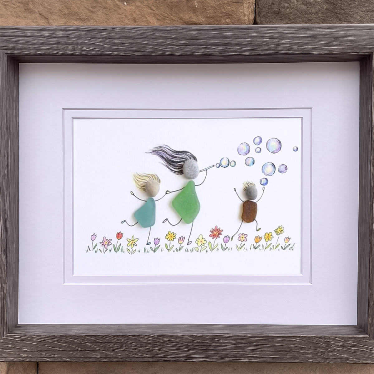 Chasing Bubbles Family Sea Glass Framed Art - image 5