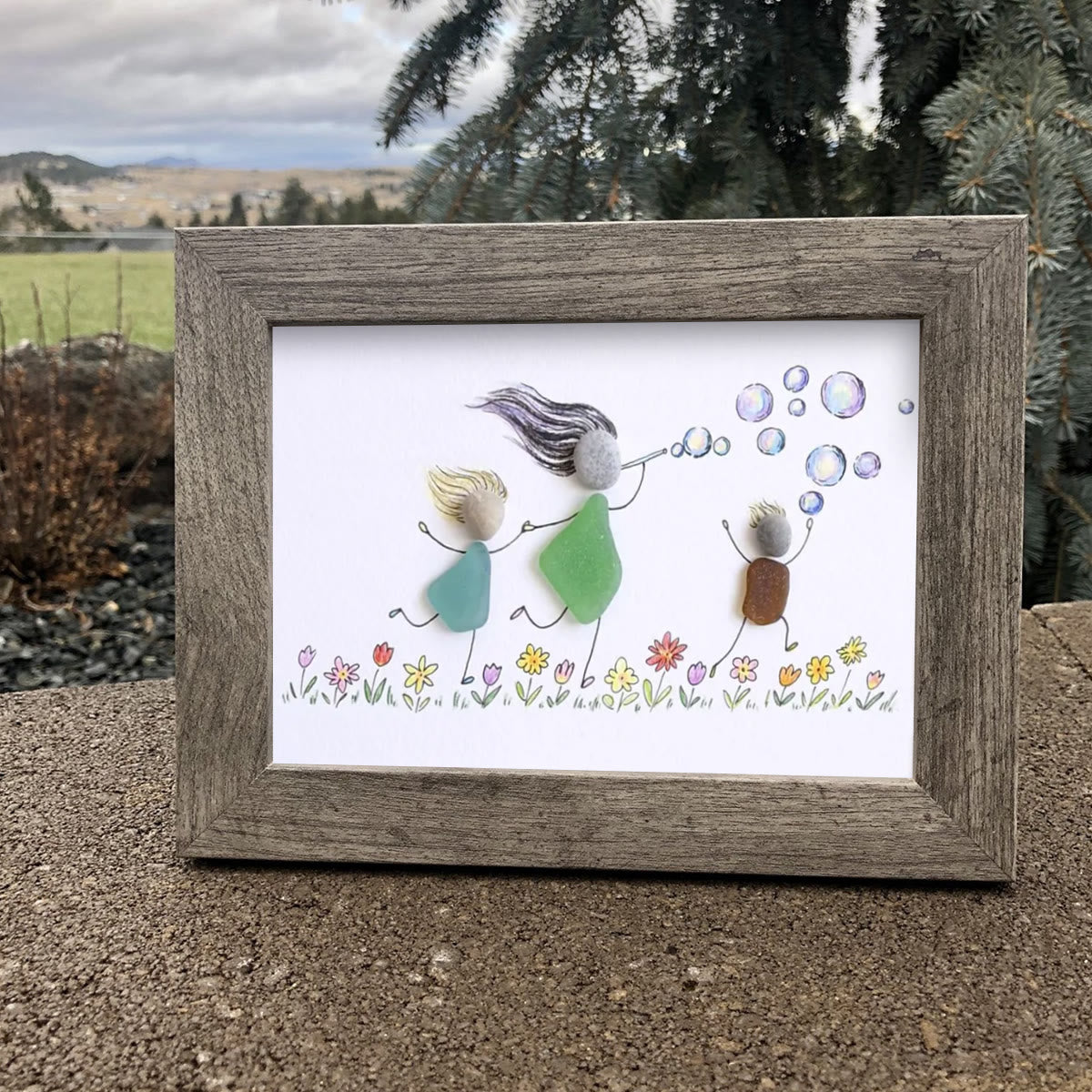 Chasing Bubbles Family Sea Glass Framed Art - image 7