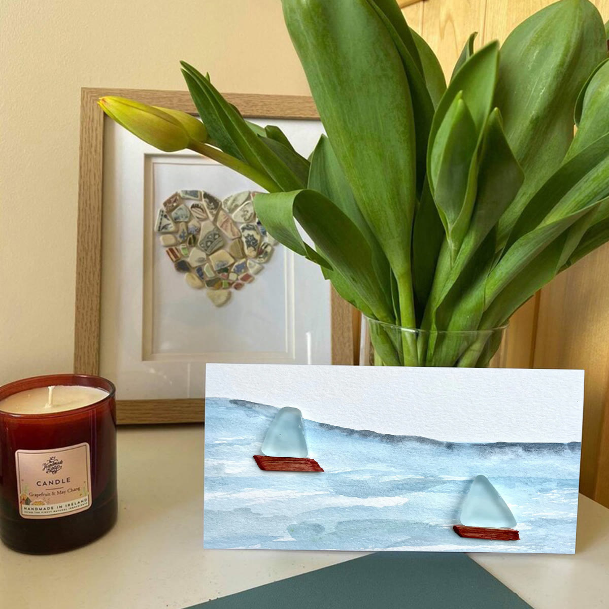 Sea Breeze Sailboats Sea Glass Framed Art - image 3