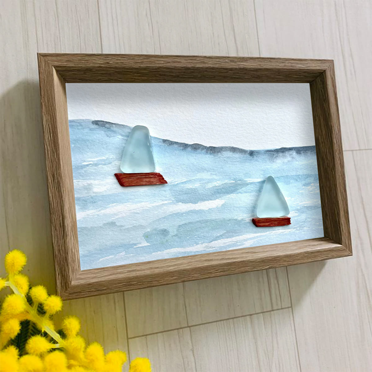 Sea Breeze Sailboats Sea Glass Framed Art - image 2