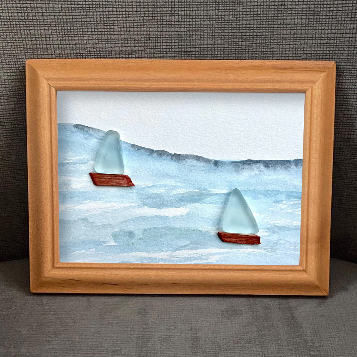 Sea Breeze Sailboats Sea Glass Framed Art - image 0