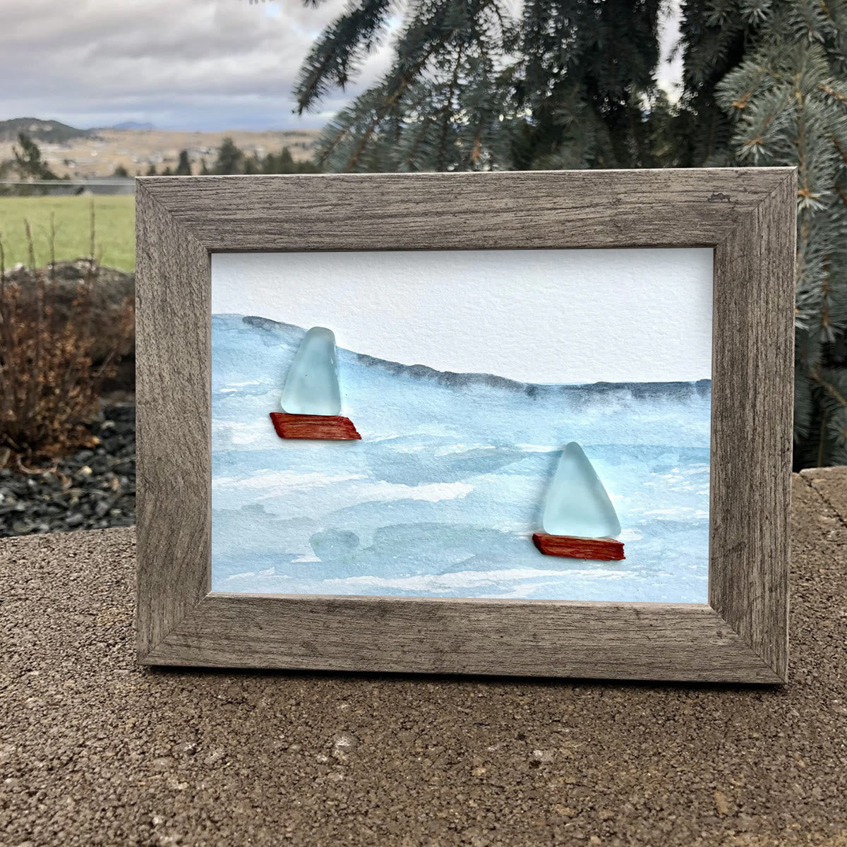 Sea Breeze Sailboats Sea Glass Framed Art - image 5
