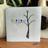 Birds Perched On A Branch Sea Glass Framed Art - Seaglass Card - 8" X 8" - image 1