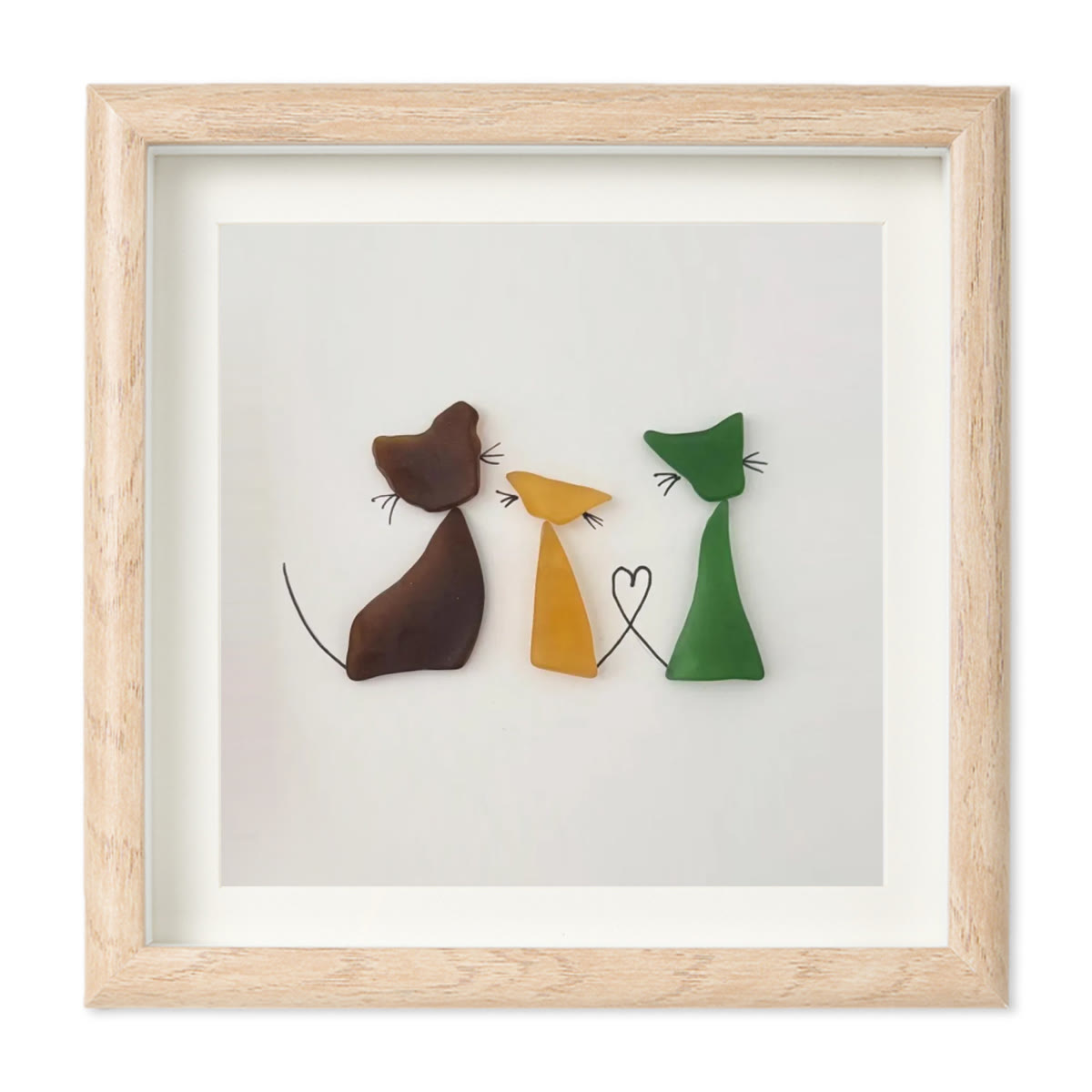 Three Cute Cats Special Companions Sea Glass Framed Art - image 13