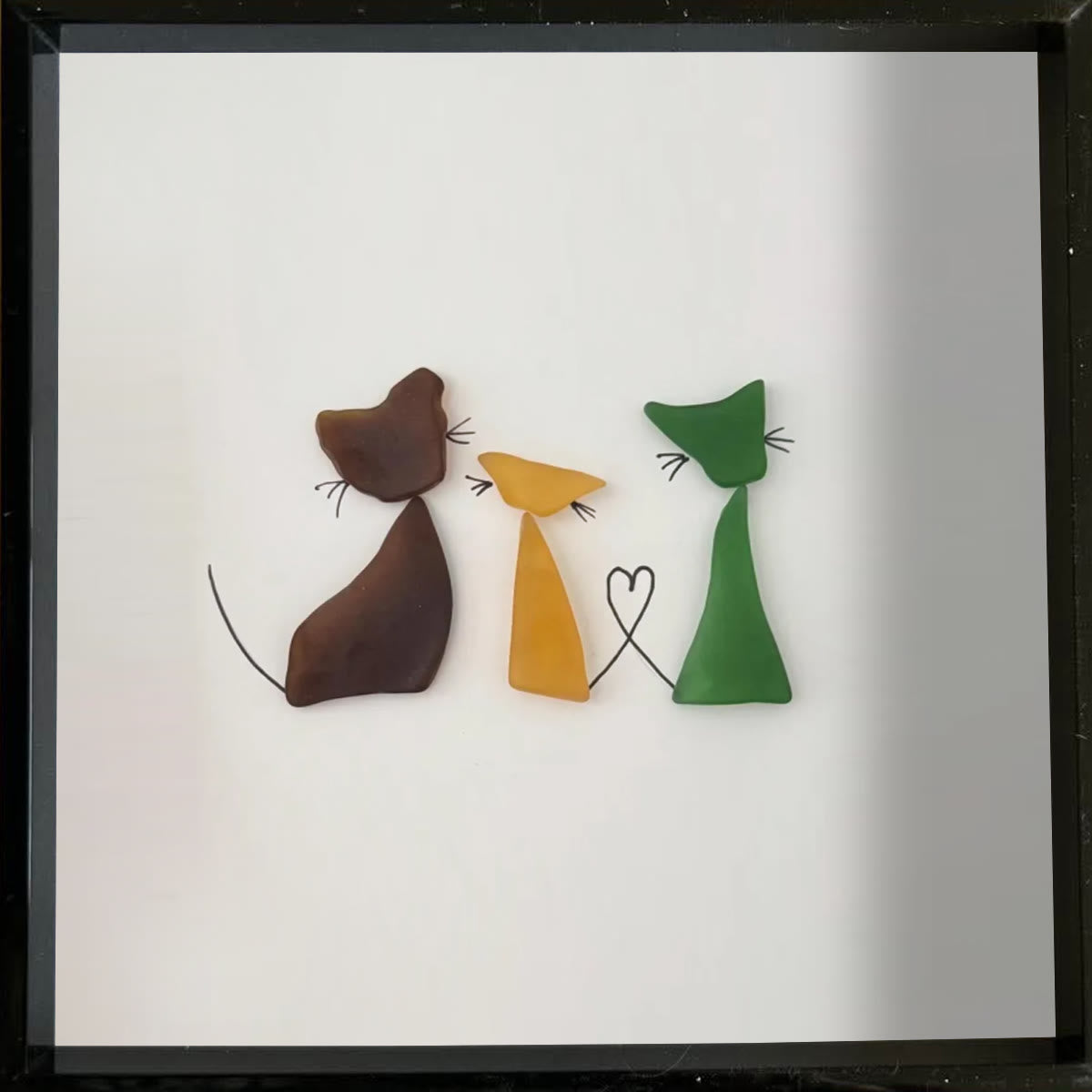 Three Cute Cats Special Companions Sea Glass Framed Art - image 9