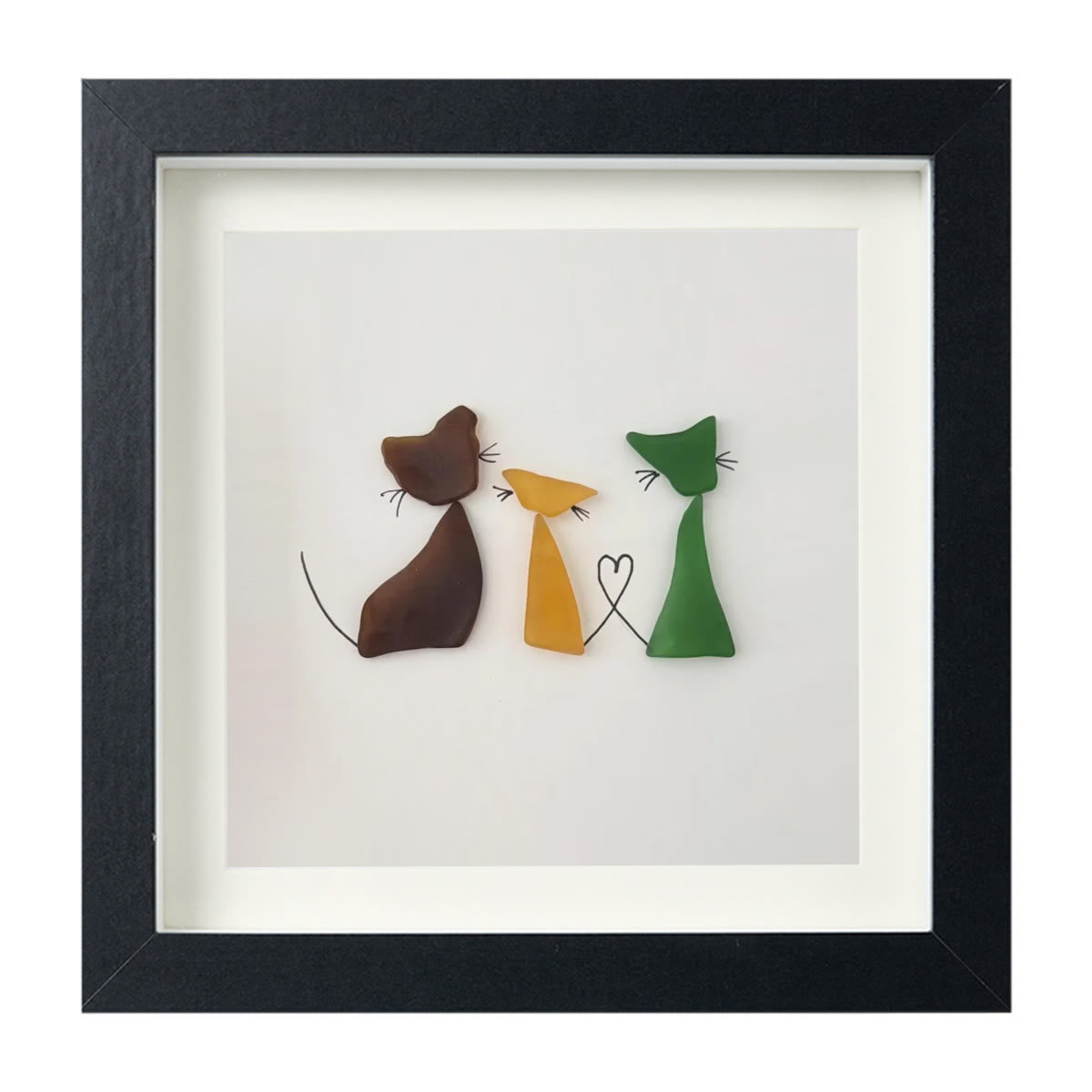 Three Cute Cats Special Companions Sea Glass Framed Art - image 15
