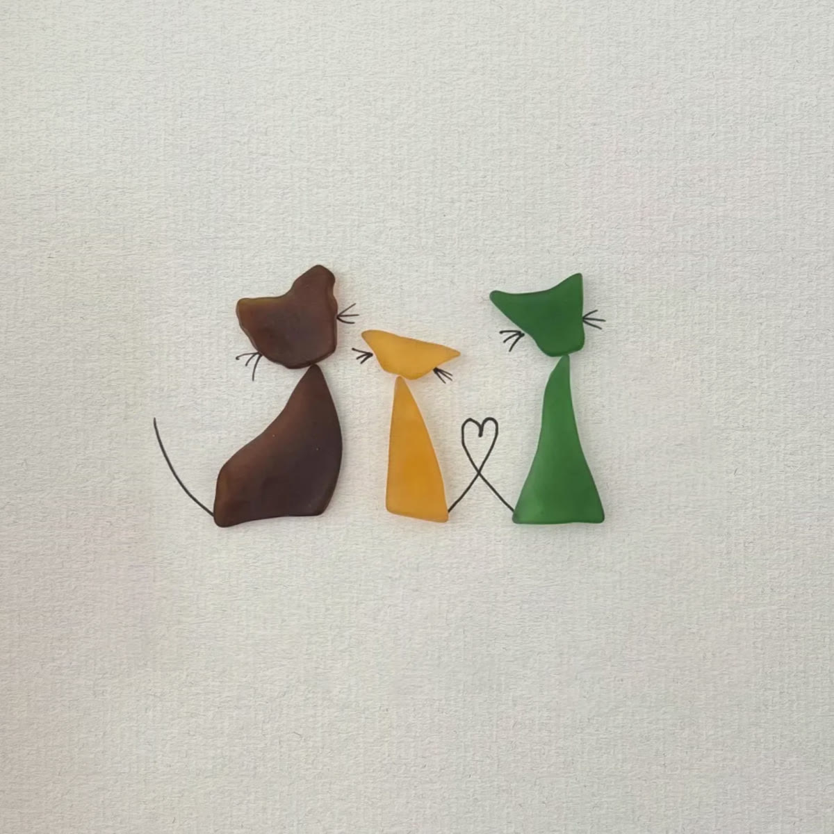 Three Cute Cats Special Companions Sea Glass Framed Art - image 2