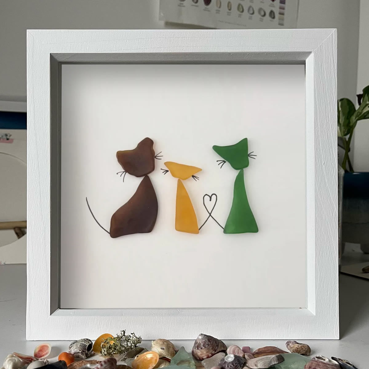 Three Cute Cats Special Companions Sea Glass Framed Art - image 6