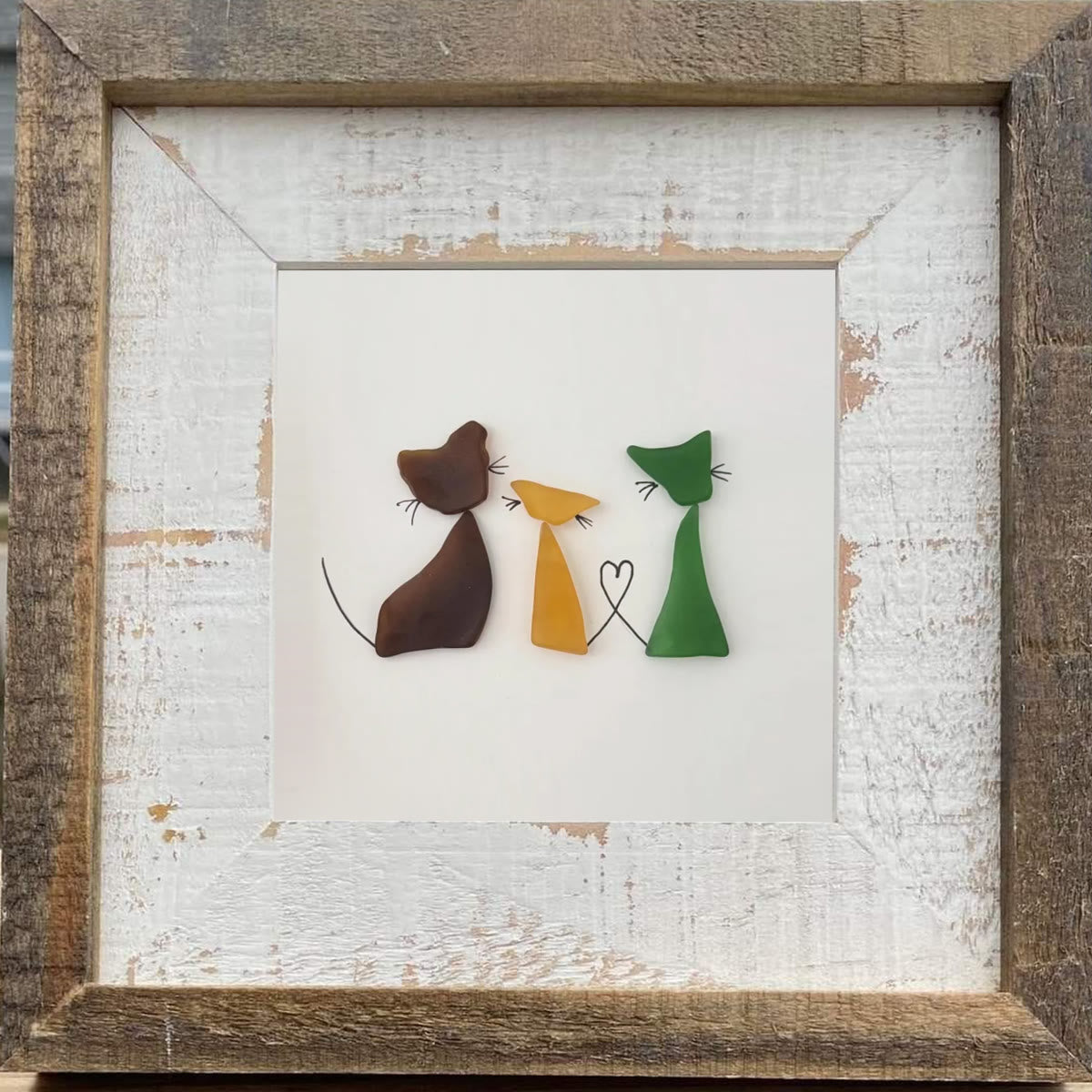 Three Cute Cats Special Companions Sea Glass Framed Art - image 7