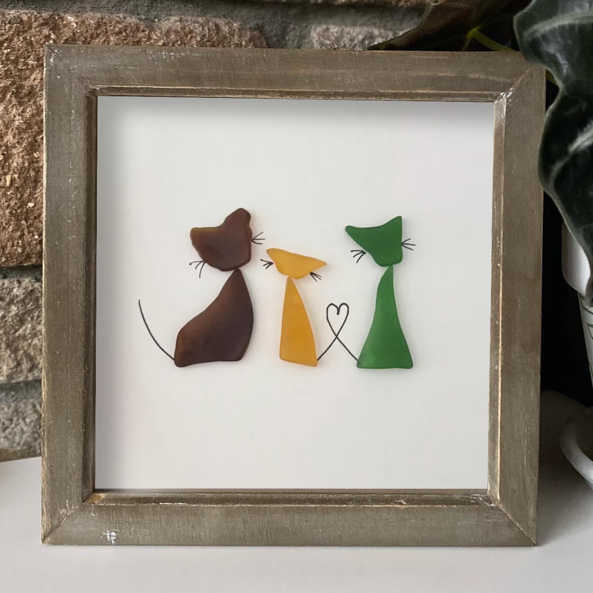 Three Cute Cats Special Companions Sea Glass Framed Art - image 3