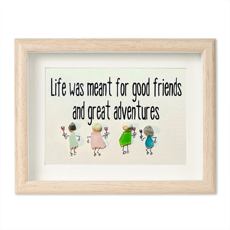 Good Friends & Great Adventures Sea Glass Framed Art - Oak - 6" X 8" - image 9