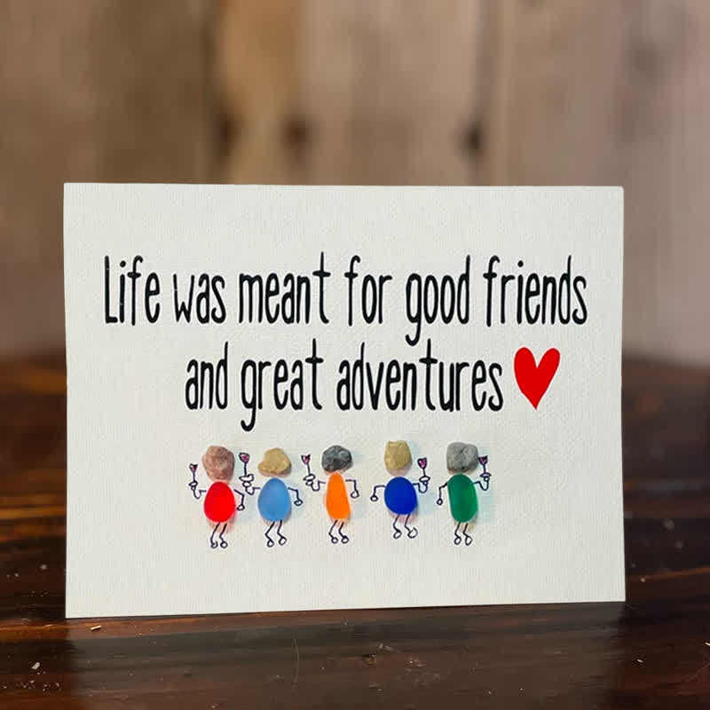 Coastal Friendship Adventure Sea Glass Framed Art - Seaglass Card - 6" X 8" - image 1