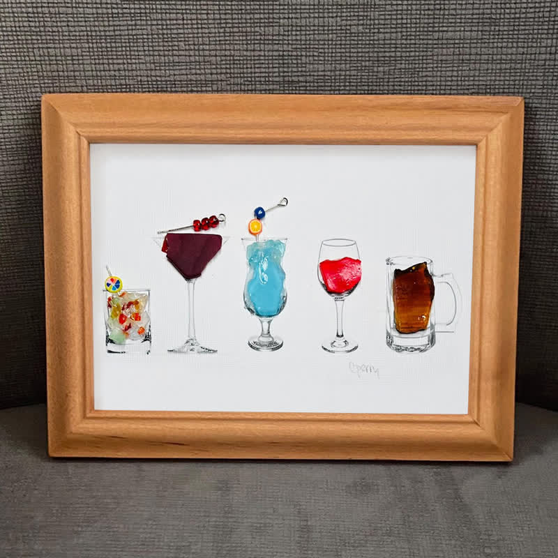 Coastal Cocktails Bar Decor Sea Glass Framed Art - image 0