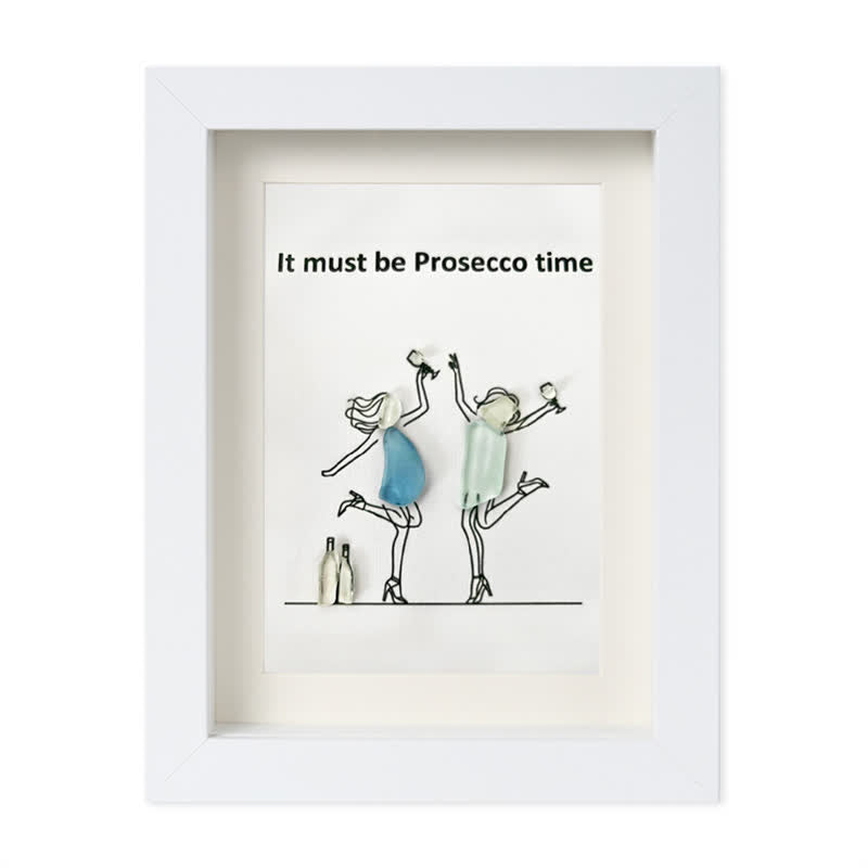 It Must Be Prosecco Time Sea Glass Framed Art - White - 8" X 6" - image 12