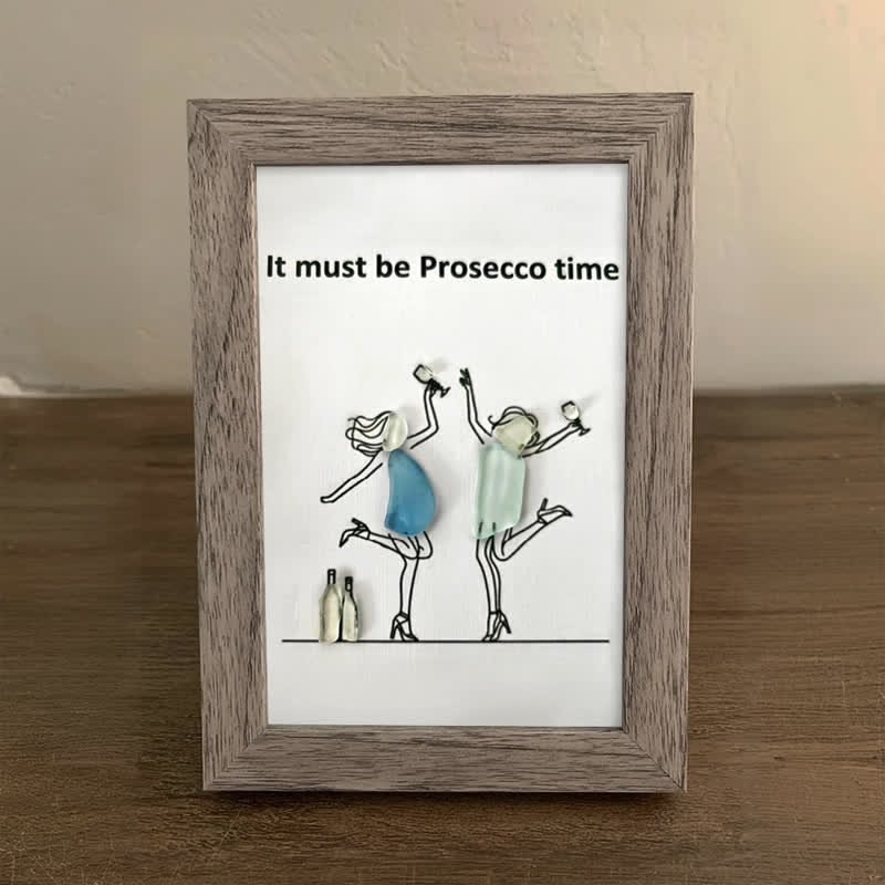 It Must Be Prosecco Time Sea Glass Framed Art - image 3