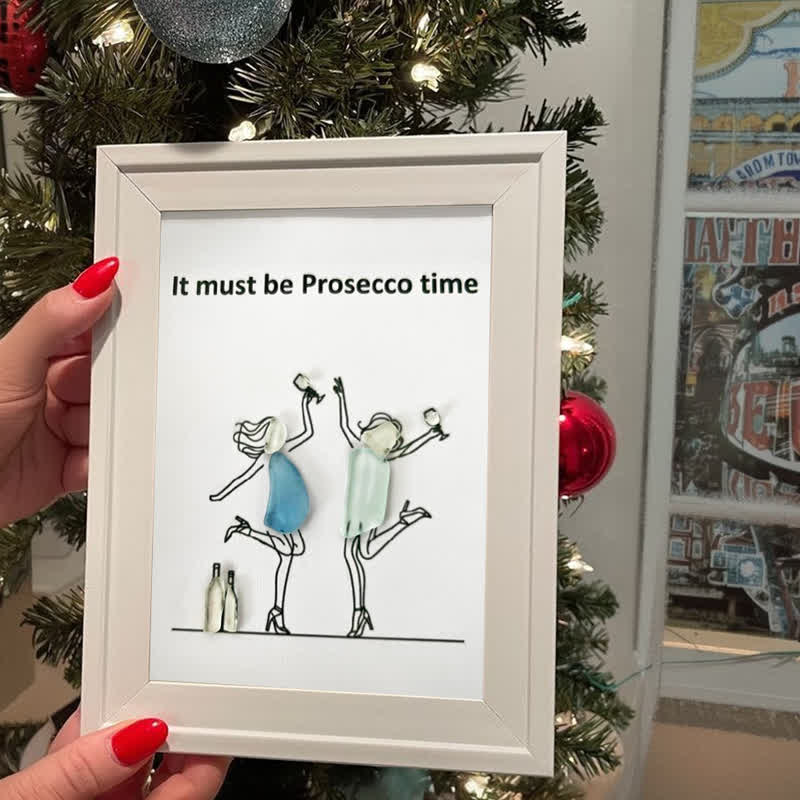 It Must Be Prosecco Time Sea Glass Framed Art - image 4