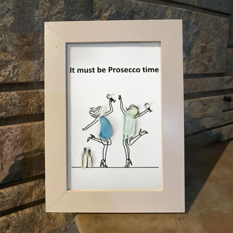 It Must Be Prosecco Time Sea Glass Framed Art - image 0