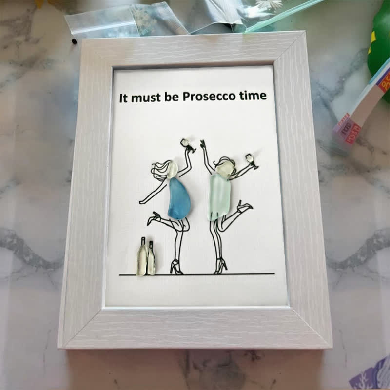 It Must Be Prosecco Time Sea Glass Framed Art - image 6