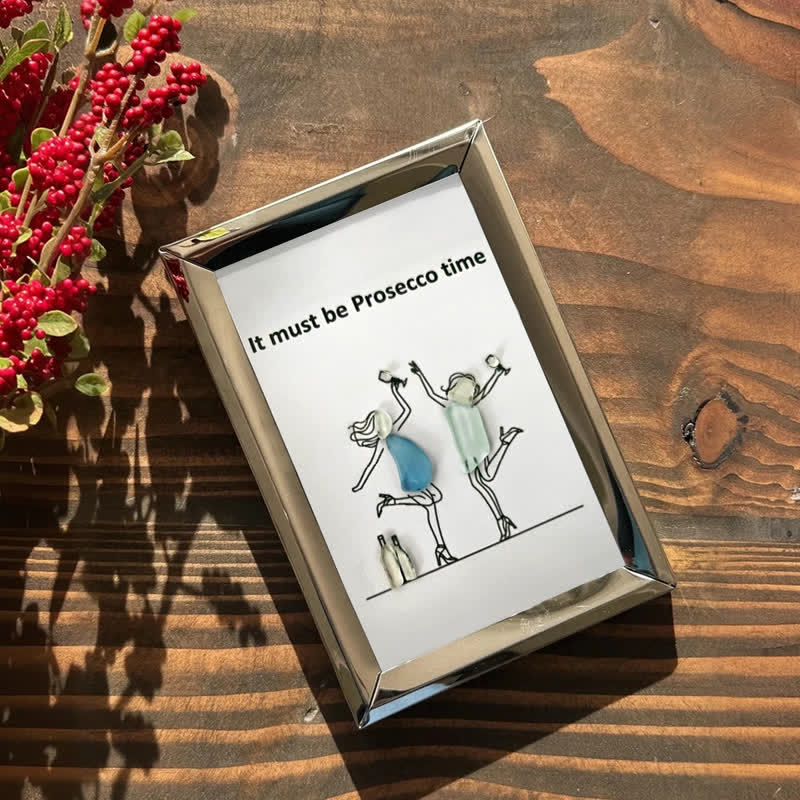 It Must Be Prosecco Time Sea Glass Framed Art - image 7