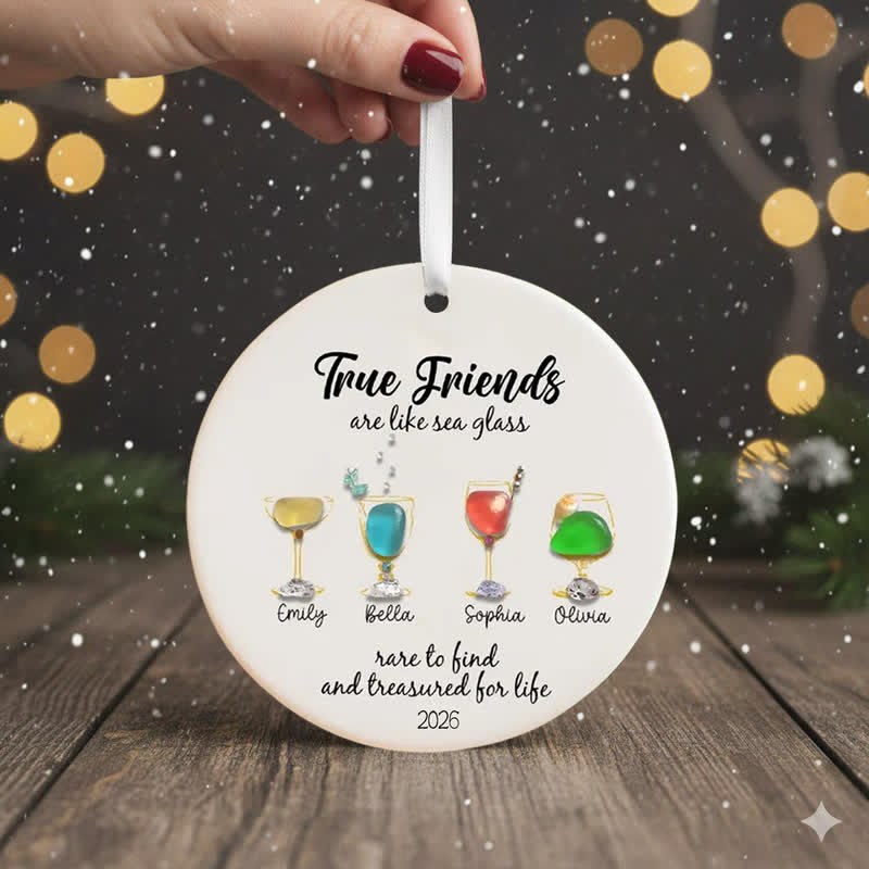 Custom Name Best Friend Cocktail Sea Glass Hanging Ornament - image 2