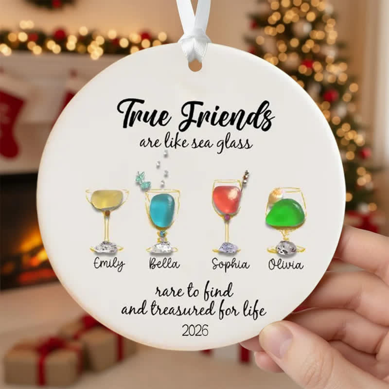 Custom Name Best Friend Cocktail Sea Glass Hanging Ornament - Buy 5 Get 2 Free(7 Pcs) - 2.87" × 2.87" × 0.12" - image 0