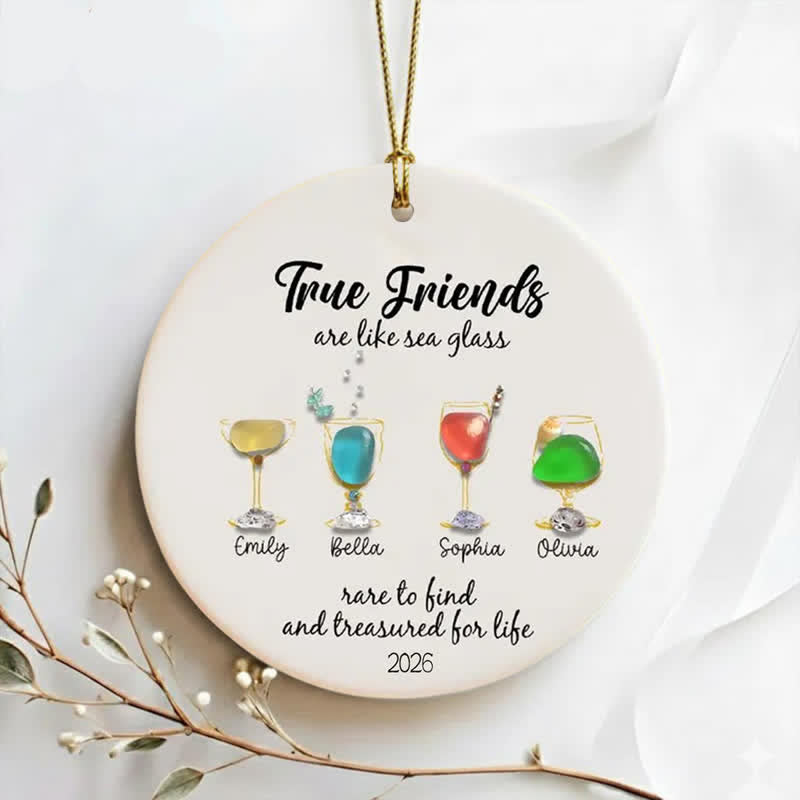 Custom Name Best Friend Cocktail Sea Glass Hanging Ornament - image 1