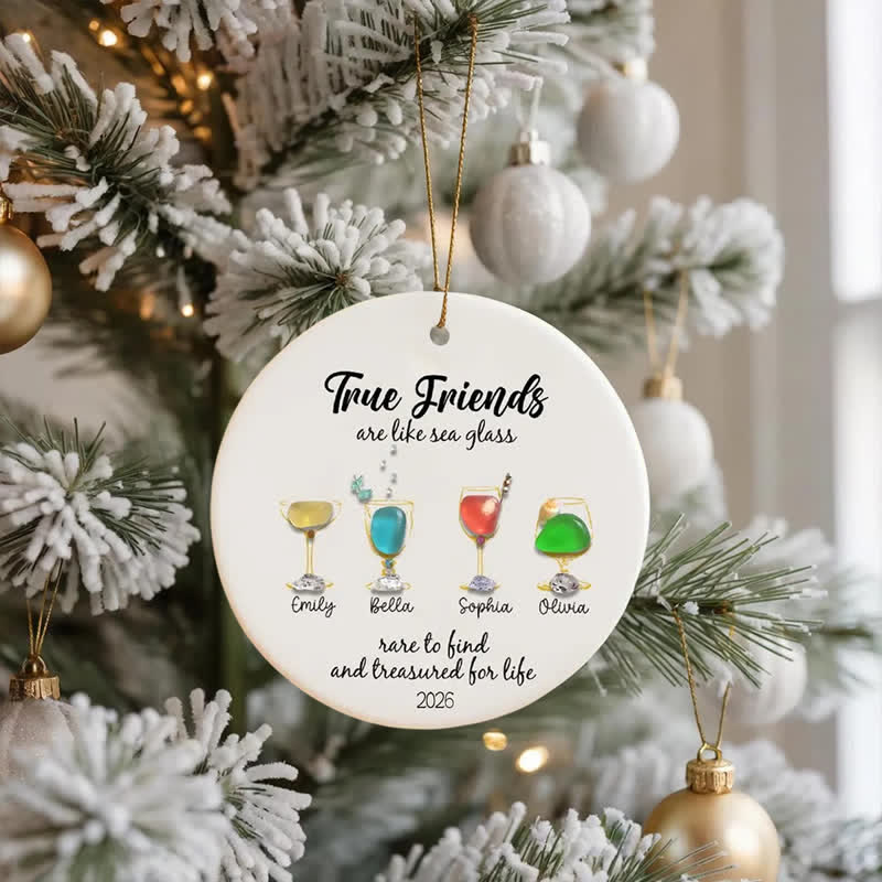 Custom Name Best Friend Cocktail Sea Glass Hanging Ornament - image 3