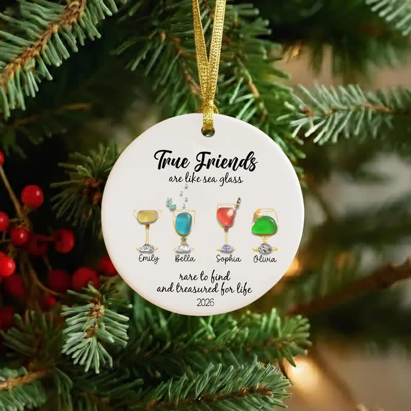 Custom Name Best Friend Cocktail Sea Glass Hanging Ornament - image 4