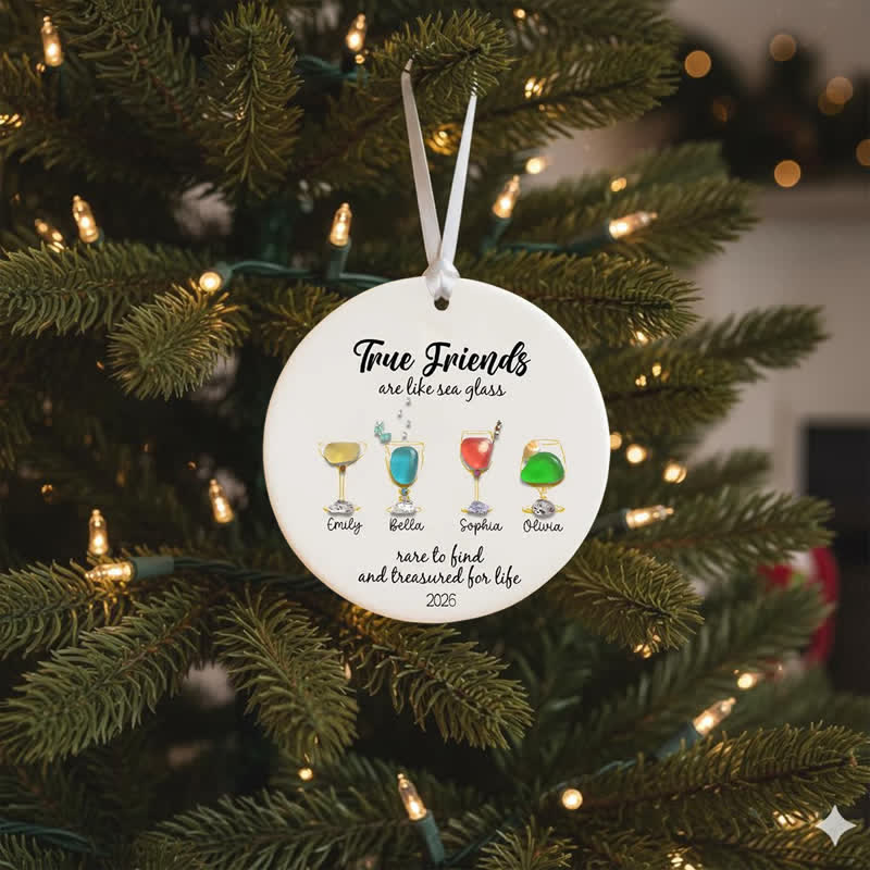 Custom Name Best Friend Cocktail Sea Glass Hanging Ornament - image 5