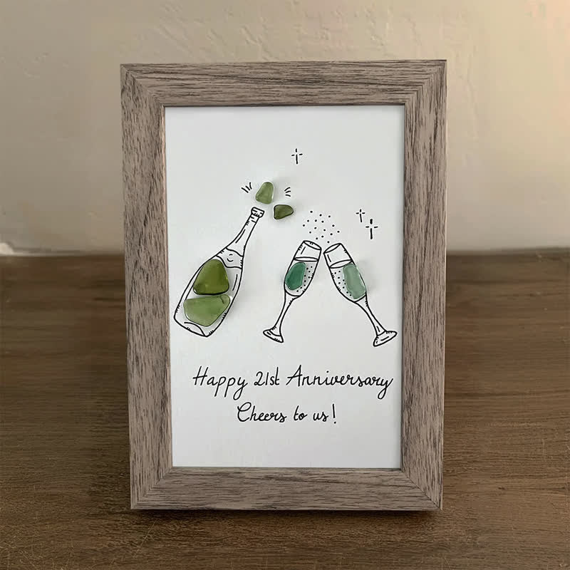 "Cheers to Us" Custom Anniversary Sea Glass Framed Art - image 7