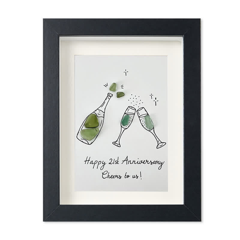 "Cheers to Us" Custom Anniversary Sea Glass Framed Art - Black - 8" X 6" - image 11
