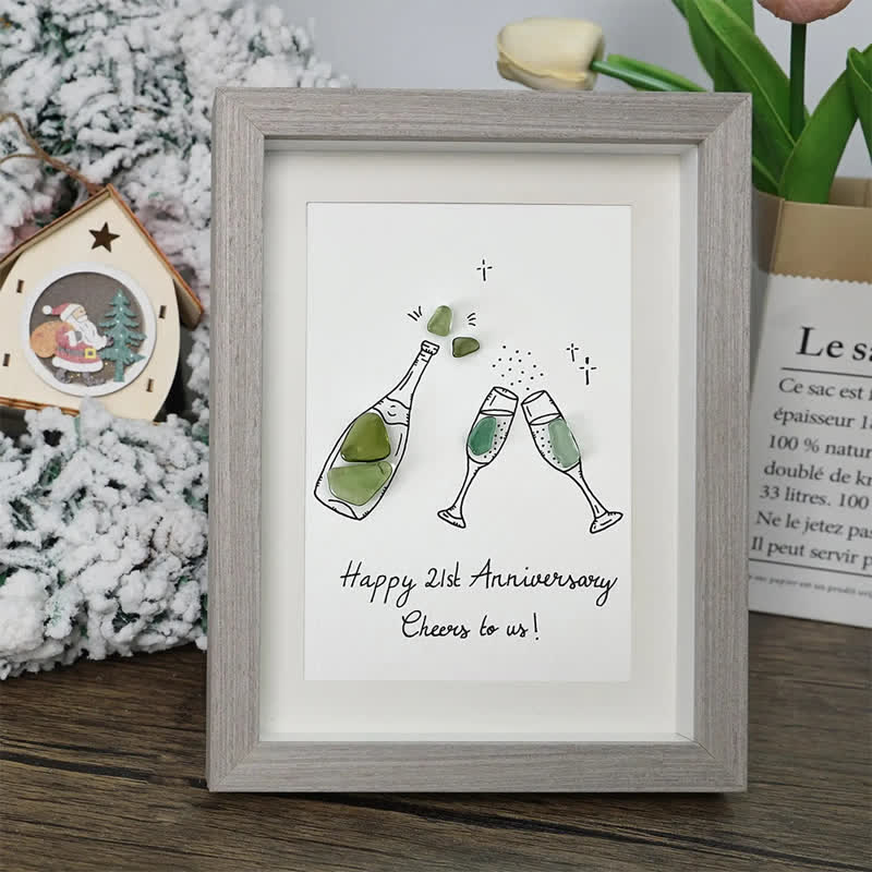 "Cheers to Us" Custom Anniversary Sea Glass Framed Art - image 3