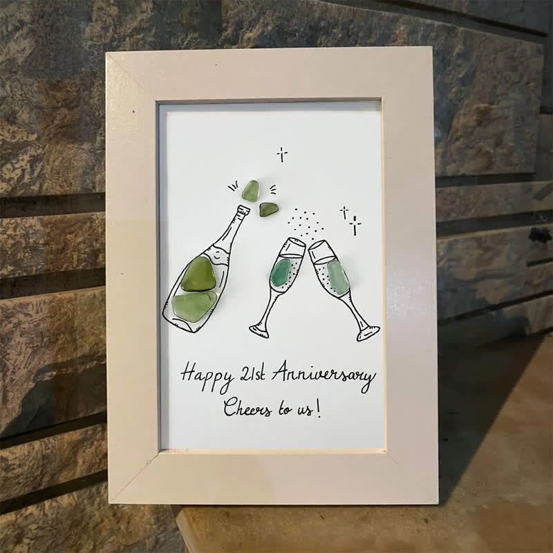 "Cheers to Us" Custom Anniversary Sea Glass Framed Art - image 8