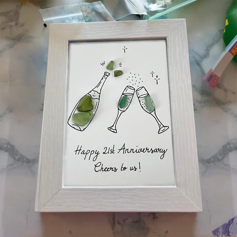 "Cheers to Us" Custom Anniversary Sea Glass Framed Art - image 5