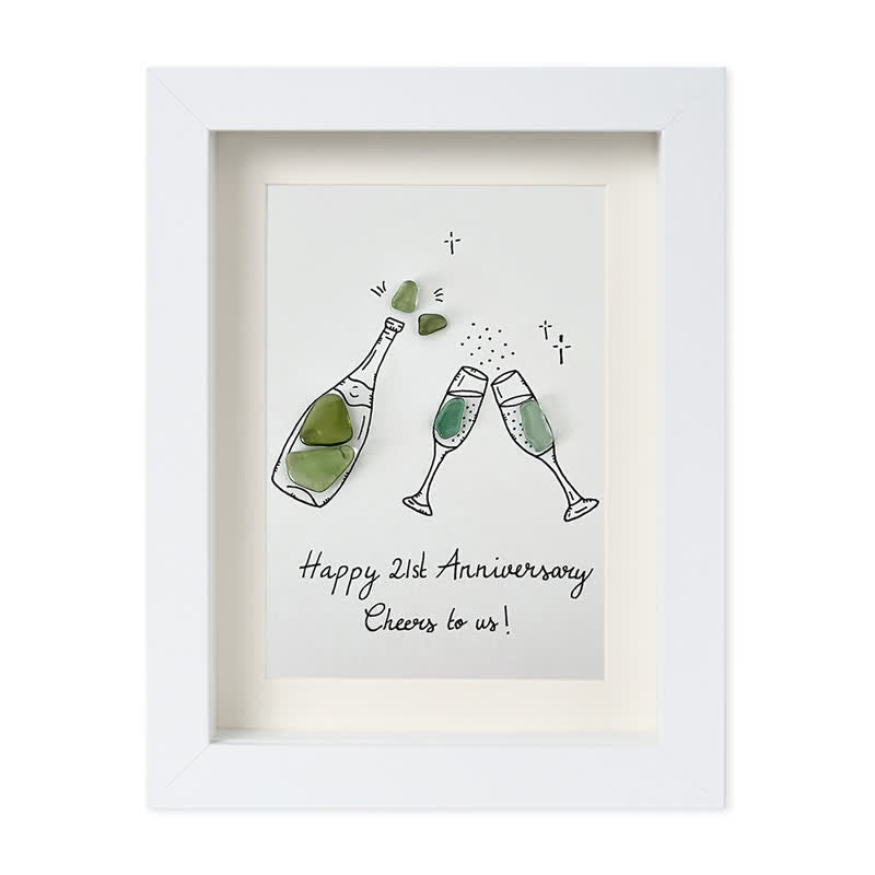 "Cheers to Us" Custom Anniversary Sea Glass Framed Art - White - 8" X 6" - image 12