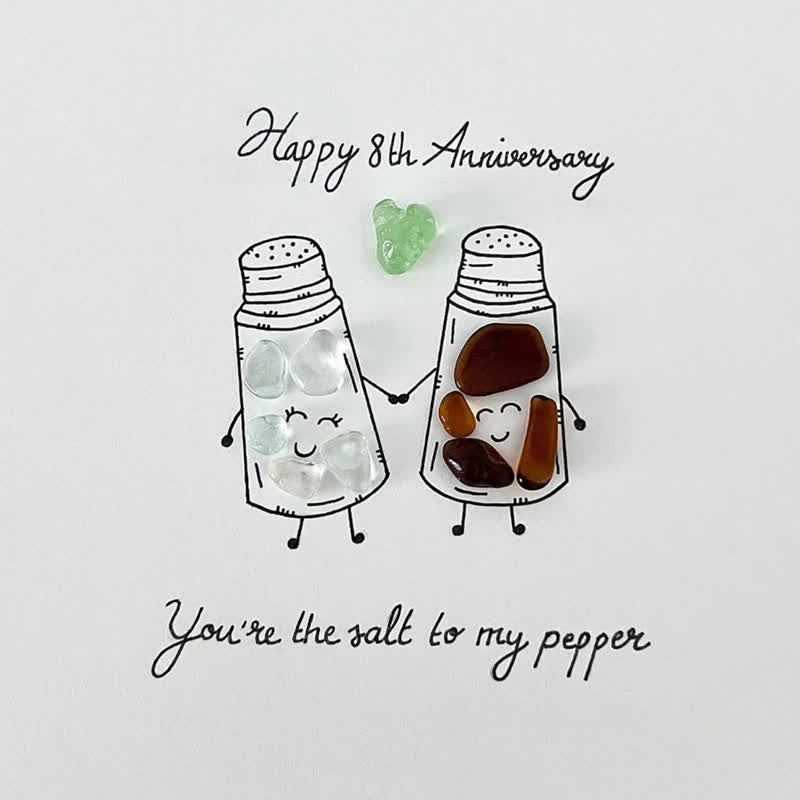 Salt & Pepper Custom Anniversary Sea Glass Framed Art - image 2