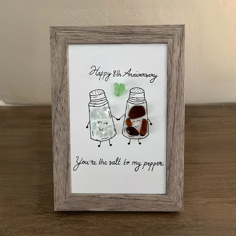 Salt & Pepper Custom Anniversary Sea Glass Framed Art - image 5