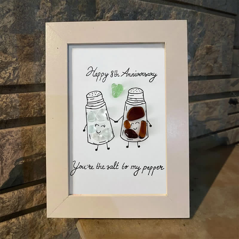 Salt & Pepper Custom Anniversary Sea Glass Framed Art - image 7