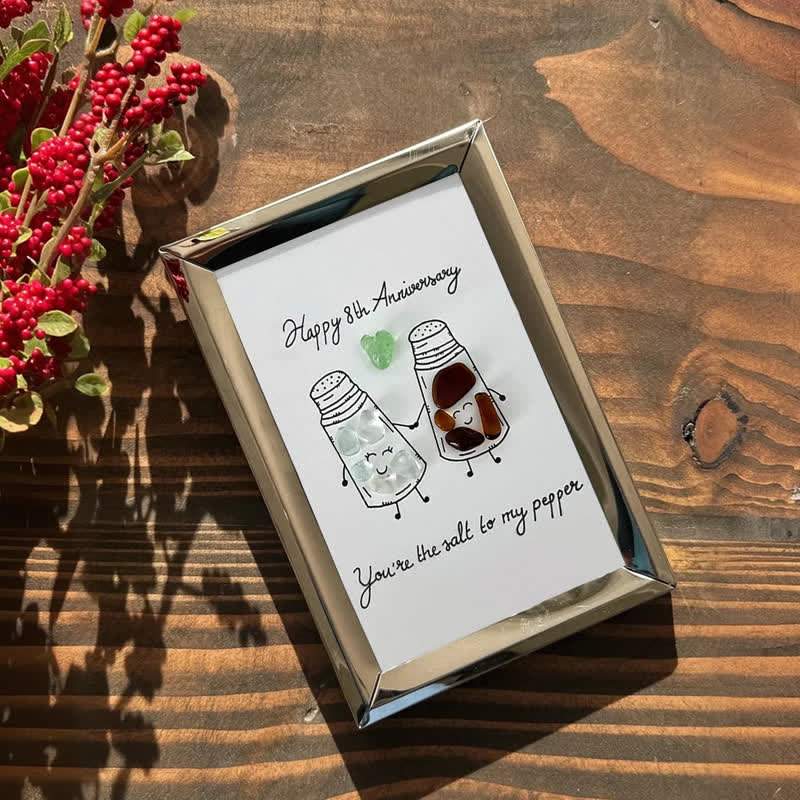 Salt & Pepper Custom Anniversary Sea Glass Framed Art - image 6