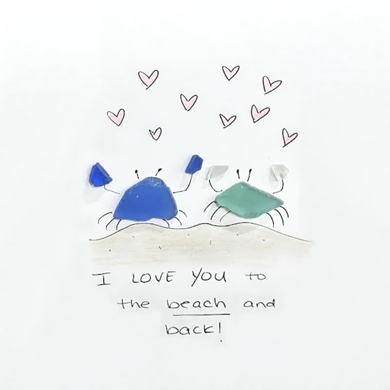 "I Love You to the Beach and Back" Crab Sea Glass Framed Art - image 2