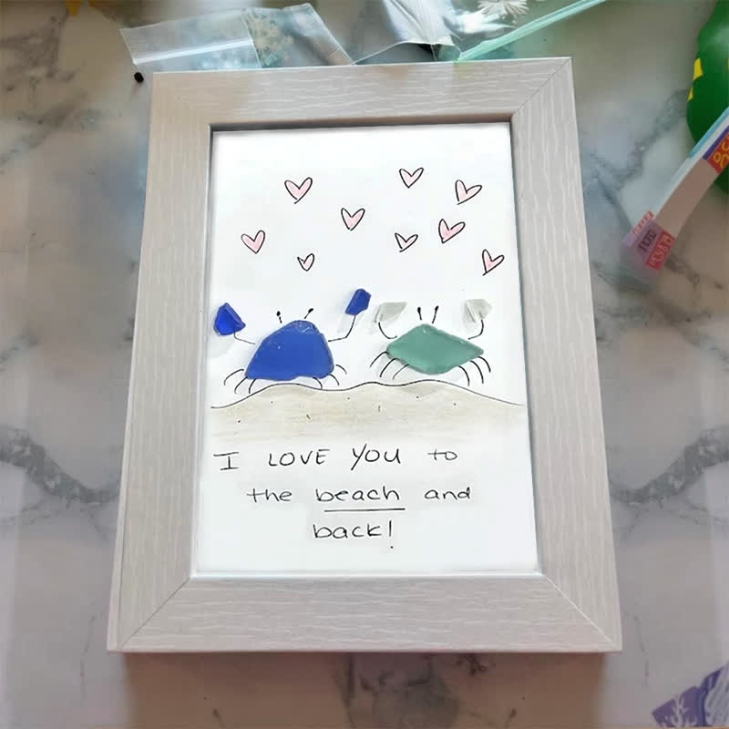 "I Love You to the Beach and Back" Crab Sea Glass Framed Art - image 6