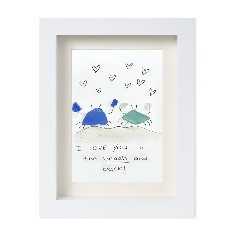 "I Love You to the Beach and Back" Crab Sea Glass Framed Art - White - 8" X 6" - image 12