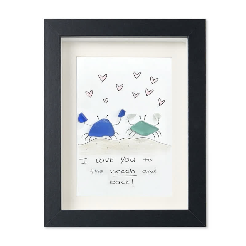 "I Love You to the Beach and Back" Crab Sea Glass Framed Art - Black - 8" X 6" - image 11