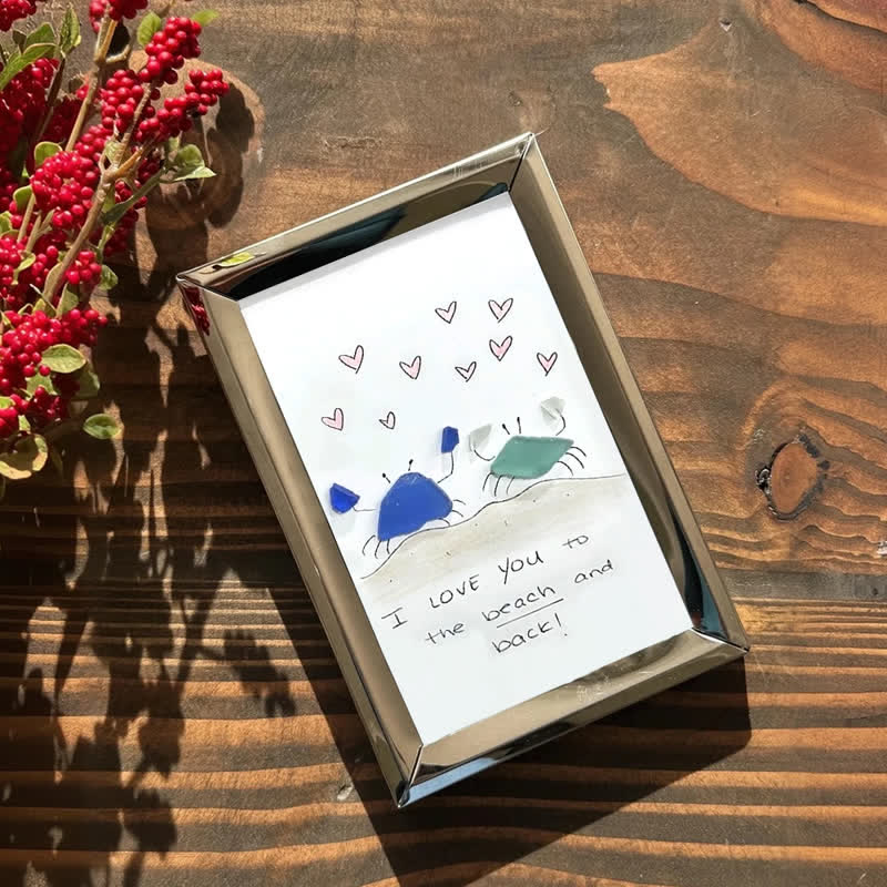"I Love You to the Beach and Back" Crab Sea Glass Framed Art - image 5